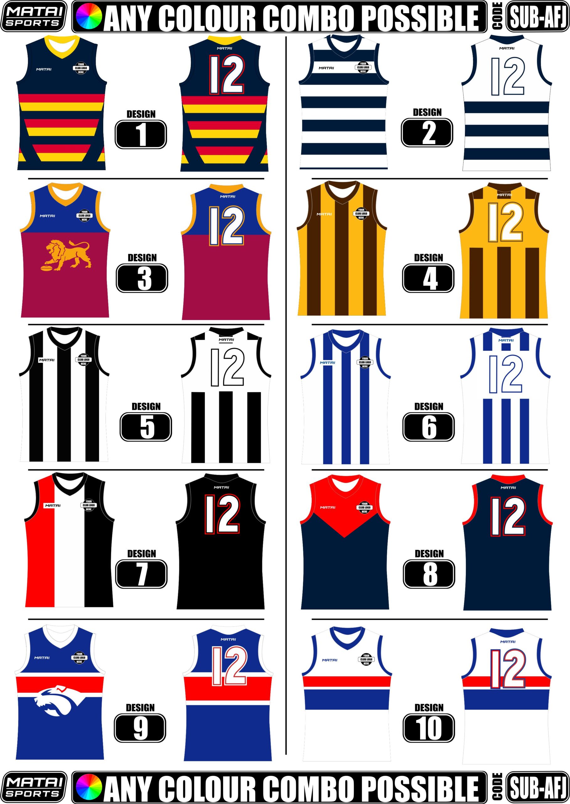 AFL Jumper Design Catalogue 1