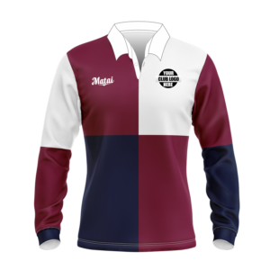 Cotton Knitted Rugby Jersey - Long Sleeve - Loop Collar