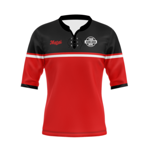 Cotton Knitted Rugby Jersey - 3/4 Sleeve - Lace Up Collar