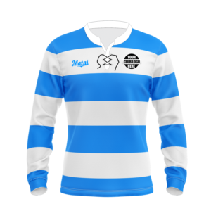 Cotton Knitted Rugby Jersey - Long Sleeve - Lace Up Collar