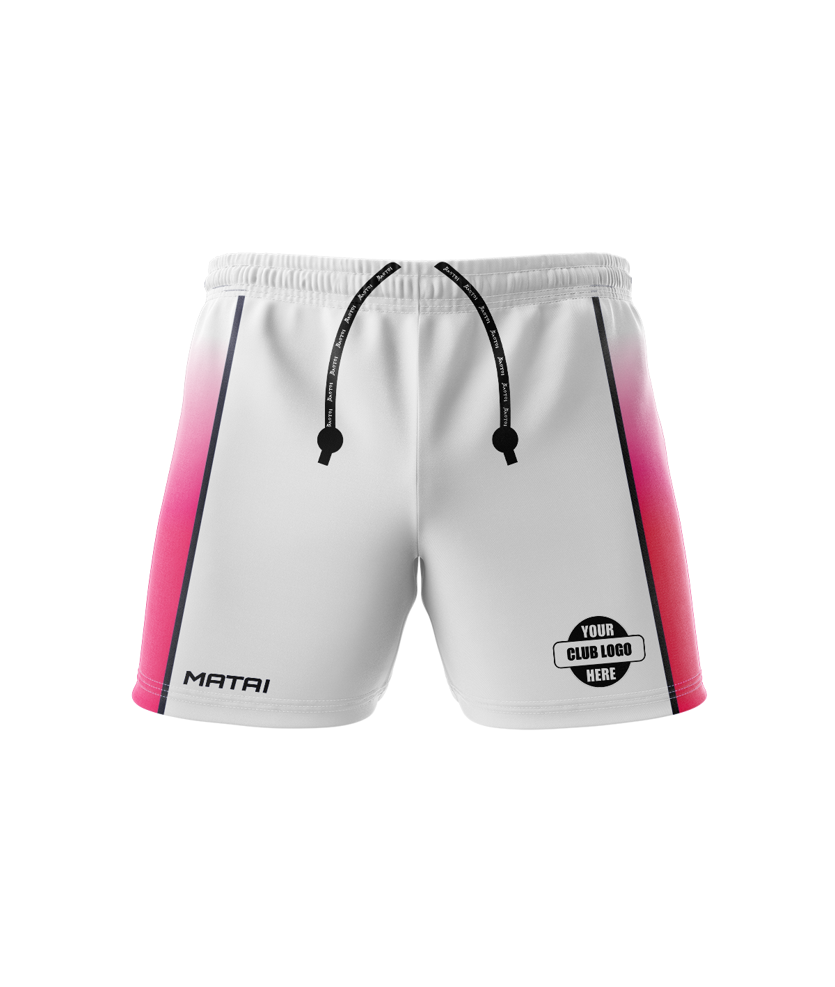 Elite AUST Rugby Shorts WHITE PINK FRONT WOMENS PNG