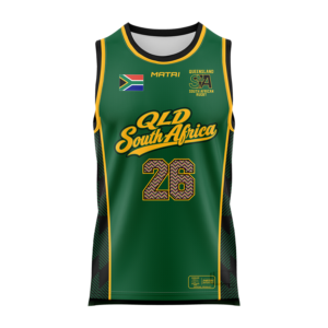 QLD South Africa - Elite Sublimated Basketball Singlet - Ribbed