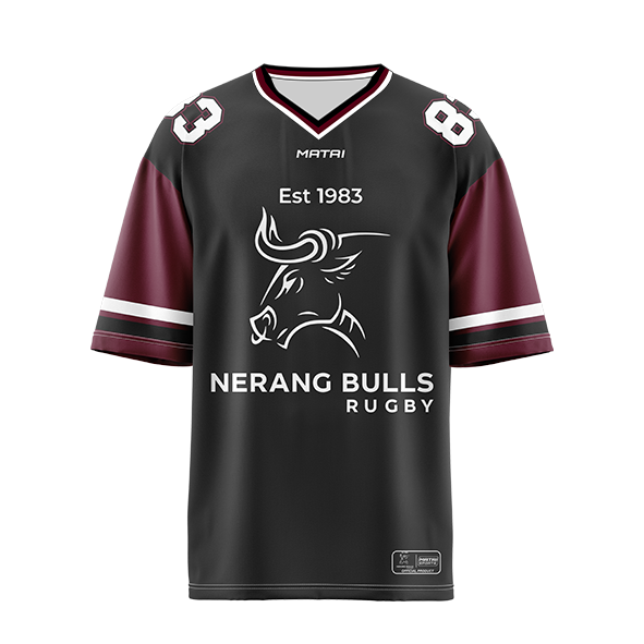 Nerang Bulls ELITE SUBLIMATED GRIDION TOP front PNG
